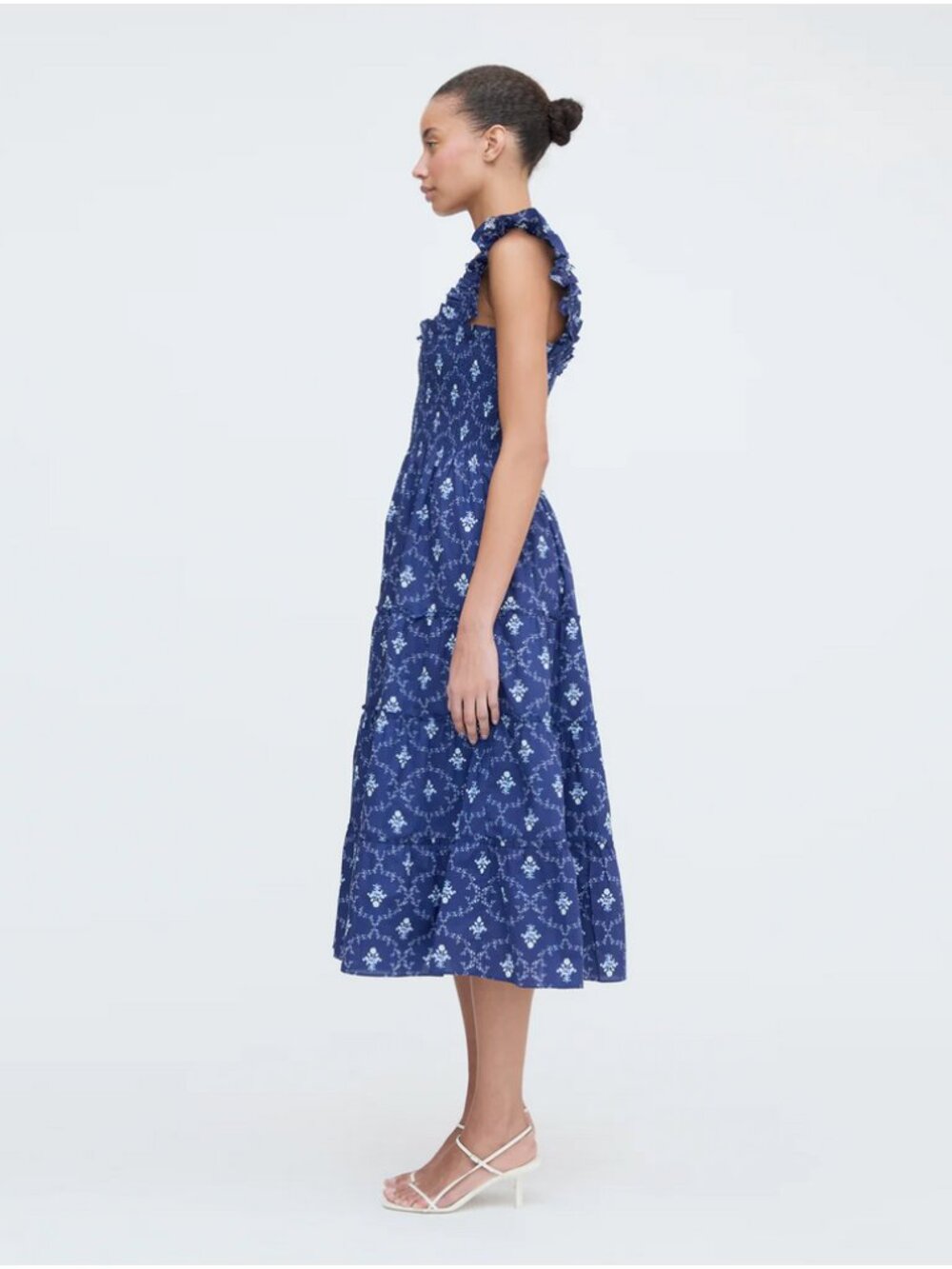 NWOT Hill House New York Exclusive Print 2023 Nap Ellie Dress Navy Trellis Small - Picture 2 of 5